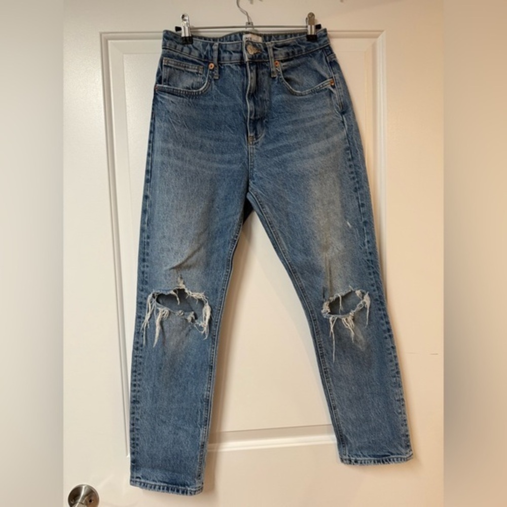 ZARA Mid Waist Ripped Jeans